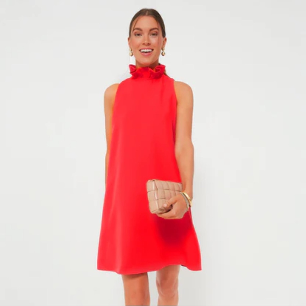 Tuckernuck look alike DO+BE Red Ruffle Neck A-Line Dress